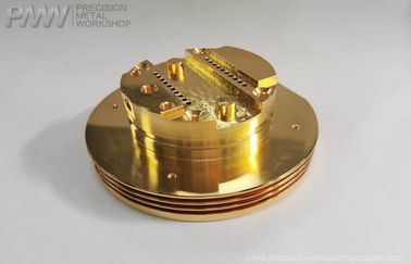 Precision machined aluminum parts material 6061-T6 anodized in golden color, turned and milled