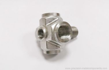 Cross joint for fluid control - Stainless steel machined parts from lost wax casting 1.4301, 1.4410