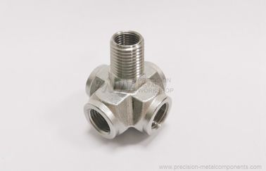 Cross joint for fluid control - Stainless steel machined parts from lost wax casting 1.4301, 1.4410